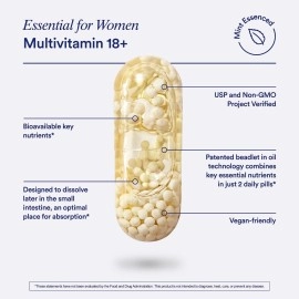 Ritual Multivitamin for Women 18+ with Vitamin D3 for Immune Support*, Omega 3 DHA, B12, Iron, Vegan, Gluten Free, Non GMO, USP Verified, 30 Day Supply, 60 Capsules