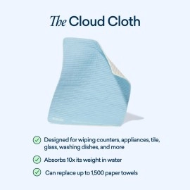 BLUELAND Cloud Cloth - 3 Pack of Swedish Dish Cloths - Reusable Ultra-Absorbent Natural Kitchen Sponge Towel, Made from All-Natural Cotton & Plant Cellulose - for Kitchen, Counters, & Washing Dishes