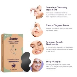 Sanfe Deep Purifying Nose Strips for Women - Pack of 3 with Fuji Green Tea & Witch Hazel extracts | Removes Whiteheads | Blackheads and cleanses pores | Use on Nose