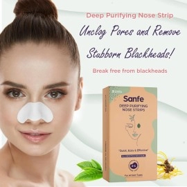 Sanfe Deep Purifying Nose Strips for Women - Pack of 3 with Fuji Green Tea & Witch Hazel extracts | Removes Whiteheads | Blackheads and cleanses pores | Use on Nose
