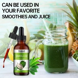 Healpark Graviola Leaf Extract, Organic Soursop Guanabana Leaves Liquid for Immune System, Digestion, Respiratory Relief & Overall Support, Anti-Oxidation, 98% Absorption - 1 Fl Oz