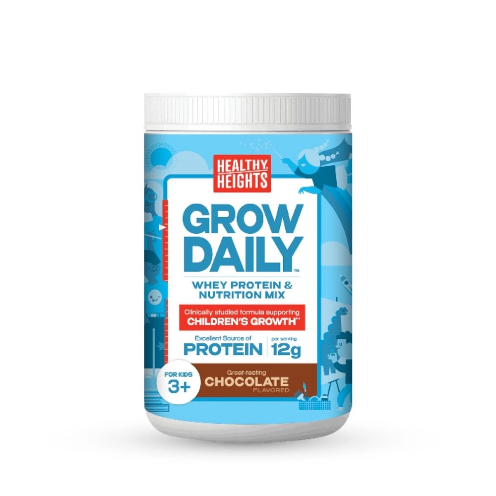 Healthy Heights Grow Daily 3+ Shake Mix 7-serving Canister - Protein Powder (Chocolate) - Developed by Pediatricians - High in Protein Nutritional Shake - Contains Key Vitamins & Minerals