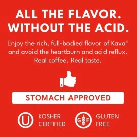 Kava Low Acid Instant Coffee Bundle Gift Set, 4 Ounce Glass Jar & 20 Single Serve Stick Packets for On-The-Go & Travel