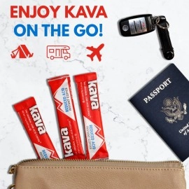 Kava Low Acid Instant Coffee Bundle Gift Set, 4 Ounce Glass Jar & 20 Single Serve Stick Packets for On-The-Go & Travel