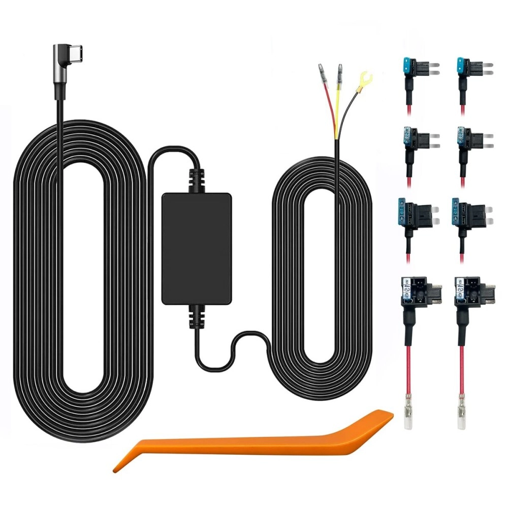 WOLFBOX USB C Hardwire Kit for G850PRO/G840S/G930/G850/G900/G840H/i07/i17/X5/X3 Dash Cam, not Suitable for G890/G900 PRO/G900 Tripro, Parking Monitor with Multiple Size connectors