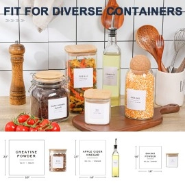 VITEVER 308 Kitchen Pantry Labels for Food Containers, 3 Sizes White Minimalist Organizing, Jars, Storage Bins, Preprinted Waterproof Containers