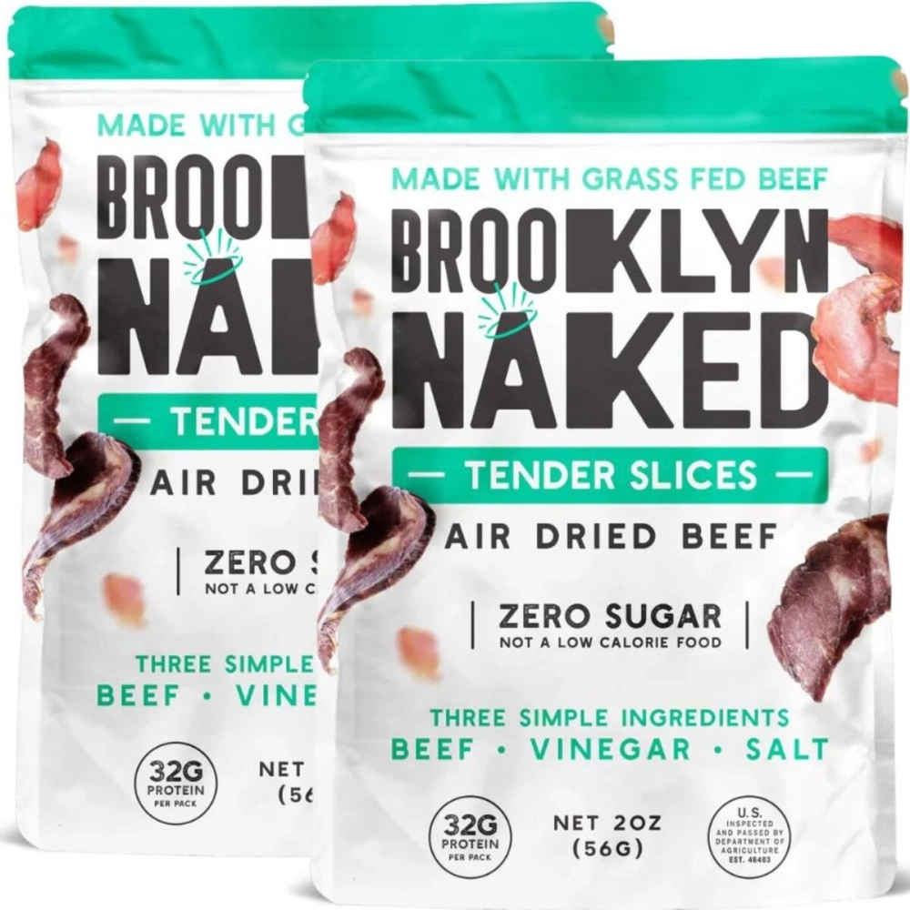 Brooklyn Biltong - CARNIVORE Snack, Air Dried Grass Fed Beef, South African Beef Jerky - AIP Approved, Paleo, Keto, Gluten Free, Only Salt, Water, and Vinegar, Made in USA - 2x2oz. Bag
