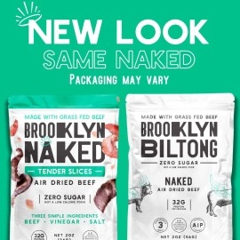 Brooklyn Biltong - CARNIVORE Snack, Air Dried Grass Fed Beef, South African Beef Jerky - AIP Approved, Paleo, Keto, Gluten Free, Only Salt, Water, and Vinegar, Made in USA - 2x2oz. Bag