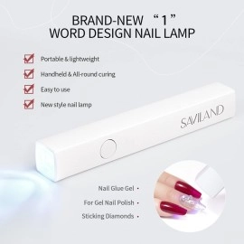 SAVILAND U V Light for Nails - Handheld U V Lamp for Gel Nails LED Nail Lamp Portable Mini Nail Dryer for Curing Gel Polish Nail Glue Gel USB Nail Art Flashlight for Home DIY Manicure
