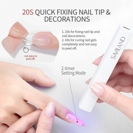 SAVILAND U V Light for Nails - Handheld U V Lamp for Gel Nails LED Nail Lamp Portable Mini Nail Dryer for Curing Gel Polish Nail Glue Gel USB Nail Art Flashlight for Home DIY Manicure