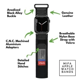 Compatible With Apple Watch Ultra Band, NASA Licensed Rugged Nylon Leather Sports Strap With Woven Loop Design For iWatch 44mm/45mm/49mm, Tough Tactical Replacement Band For Series 8/7/6/5/4/3/2/1/SE