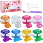 SigWong Edible Glitter Set, Sprinkles Edible Glitter for Drinks, 8 Colors Prism Powder Edible Glitter Dust for Wines, Beer, Cocktail, Strawberries, Cakes, Cupcakes, Chocolate - 3g/bottle