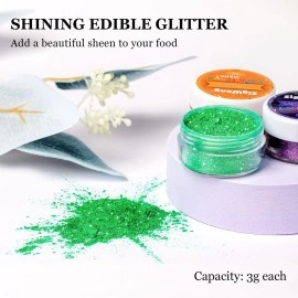 SigWong Edible Glitter Set, Sprinkles Edible Glitter for Drinks, 8 Colors Prism Powder Edible Glitter Dust for Wines, Beer, Cocktail, Strawberries, Cakes, Cupcakes, Chocolate - 3g/bottle