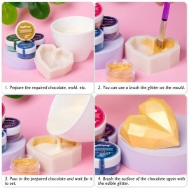 SigWong Edible Glitter Set, Sprinkles Edible Glitter for Drinks, 8 Colors Prism Powder Edible Glitter Dust for Wines, Beer, Cocktail, Strawberries, Cakes, Cupcakes, Chocolate - 3g/bottle