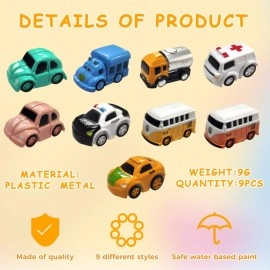 [9 Pack] Race Track Car Adventure Replacement Car Toys, Car Adventure Toys Accessories, Preschool Educational Toy Vehicle, Parent-Child Interactive Racing Kids Toy, Mini Car Toys (1.2 x 0.7 x 0.8)