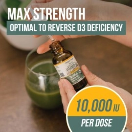 Organic Vitamin D3 10,000 IU - Plant D3, Vegan, Max Strength Sublingual Liquid D3 Drops - 200% Higher Absorption, 100% Plant-Based Cholecalciferol Form & Vegan D3, Adjustable Dosing (30 Servings)