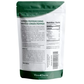 Viva Doria Green Peppercorns, Whole Green Pepper, Steam Sterilized,12 Oz, For Grinder Refills
