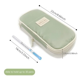 Pencil Case Big Capacity Pencil Case Cute Aesthetic Pencil Pouch for Girls Back to School College Supplies Office Large High Capacity Pen Case Organizer Gift for Teen Adult Stationery (Green)