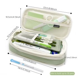 Pencil Case Big Capacity Pencil Case Cute Aesthetic Pencil Pouch for Girls Back to School College Supplies Office Large High Capacity Pen Case Organizer Gift for Teen Adult Stationery (Green)
