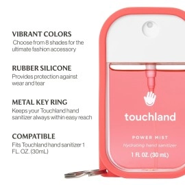Touchland Mist Case for Power Mist and Glow Mist (1FL OZ) | Protective and Stylish Sanitizer Accessory | Silicone Case with Keyring | Red