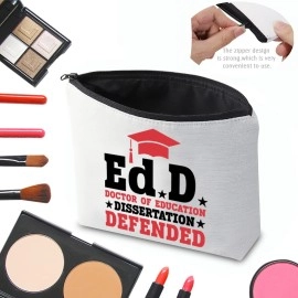 CMNIM EdD Gift Doctor Of Education Dissertation Defended Makeup Bag for Doctorate Graduation Gift for Her, EdD Makeup Bag, 25.4*17.01*6.35cm, Women