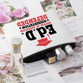 CMNIM EdD Gift Doctor Of Education Dissertation Defended Makeup Bag for Doctorate Graduation Gift for Her, EdD Makeup Bag, 25.4*17.01*6.35cm, Women