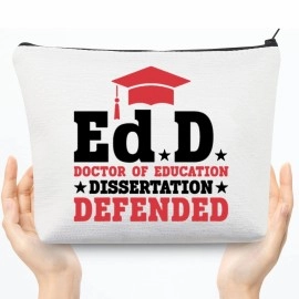 CMNIM EdD Gift Doctor Of Education Dissertation Defended Makeup Bag for Doctorate Graduation Gift for Her, EdD Makeup Bag, 25.4*17.01*6.35cm, Women