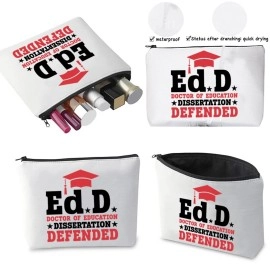 CMNIM EdD Gift Doctor Of Education Dissertation Defended Makeup Bag for Doctorate Graduation Gift for Her, EdD Makeup Bag, 25.4*17.01*6.35cm, Women