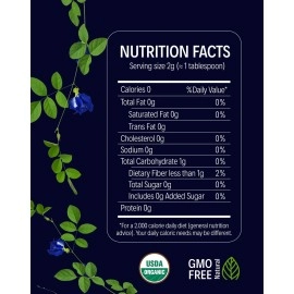 Infini Vita Dried Butterfly Pea Flower Tea 28g (1 oz) - 100% Organic Blue Tea, Pure, Non-GMO, Gluten Free - Natural Energy Booster and Relaxing Beverage