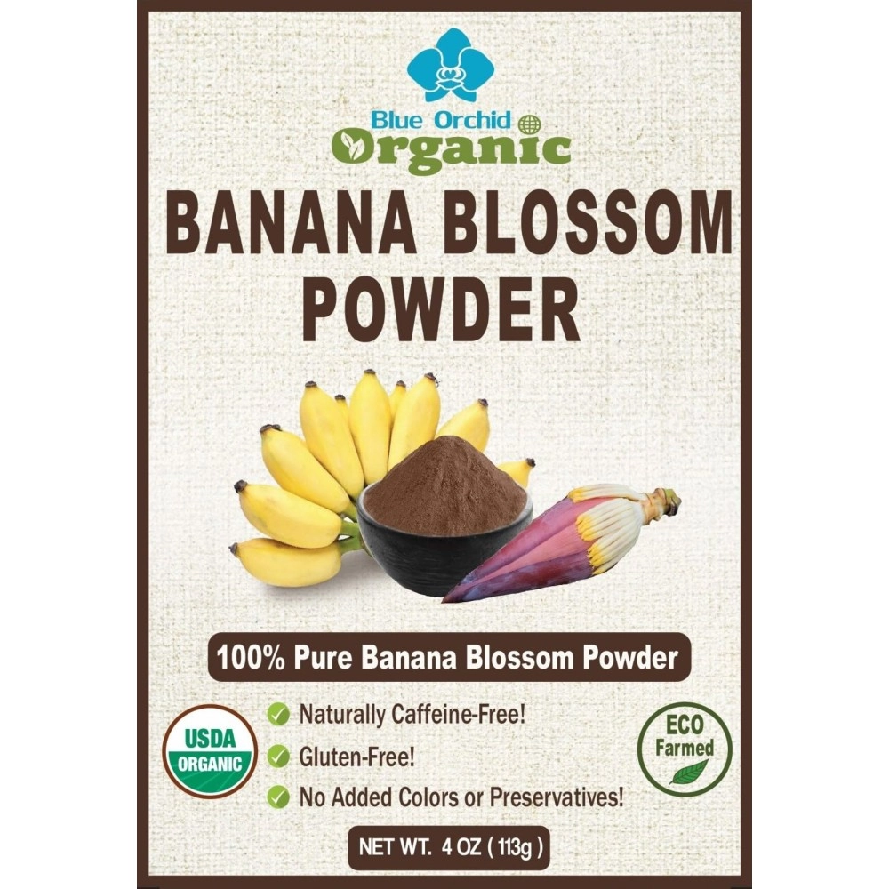 Blue Orchid Organic Banana Blossom Powder - Sun Dried Blossom Flowers - Womens Health Caffeine Free Herbal Drink 4 OZ