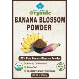 Blue Orchid Organic Banana Blossom Powder - Sun Dried Blossom Flowers - Womens Health Caffeine Free Herbal Drink 4 OZ