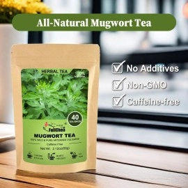 FullChea - Mugwort Tea Bag 40 Teabags, 1.5g/bag - 100% Pure Natural Artemisia Vulgaris Herbal Tea - Rich In Antioxidants