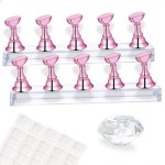 MISSELF Nail Stand with Putty for Painting Nails Fake False Press ons, Acrylic Nail Art Practice Stands with Extra Crystal Base Magnetic Reusable 2 Sets