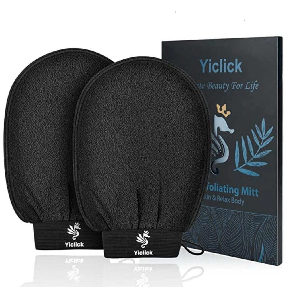 Yiclick Exfoliating Gloves 2 Pcs,Deep Exfoliating Mitt, Body Exfoliator, Exfoliating Body Scrubber for Bath Shower Exfoliation, for Dead Skin Remover, Leg Keratosis Pilaris Treatment
