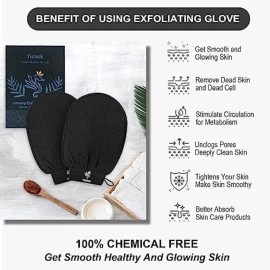 Yiclick Exfoliating Gloves 2 Pcs,Deep Exfoliating Mitt, Body Exfoliator, Exfoliating Body Scrubber for Bath Shower Exfoliation, for Dead Skin Remover, Leg Keratosis Pilaris Treatment