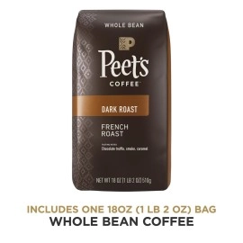 Peet\'s Coffee, Dark Roast Whole Bean Coffee - French Roast 18 Ounce Bag
