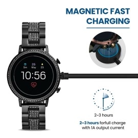 RuenTech Compatible with Citizen CZ Smart Watch Charger, 3.3ft Rapid Charging Cable Magnetic Charger Dock for Citizen CZ Smartwatch (Black)