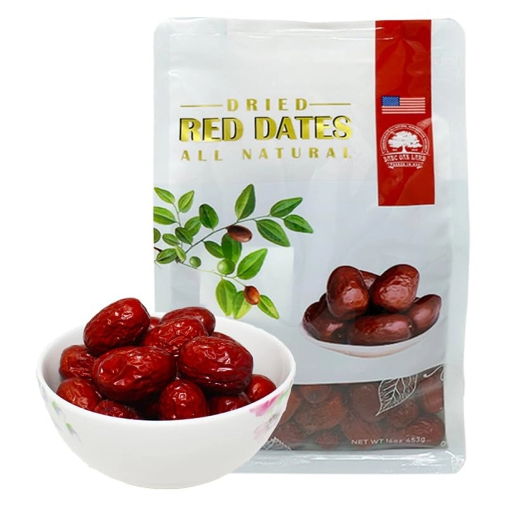 DABC OAK LAND DOL American Packaged Red Dates High Nutrition Jujube Dates High Vitamin Red Dates Gourmet Candied Dates Snack Food Red Dates Dried Fruits Sweet Red Dates (Red Dates, 1LB)