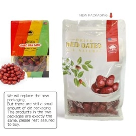 DABC OAK LAND DOL American Packaged Red Dates High Nutrition Jujube Dates High Vitamin Red Dates Gourmet Candied Dates Snack Food Red Dates Dried Fruits Sweet Red Dates (Red Dates, 1LB)