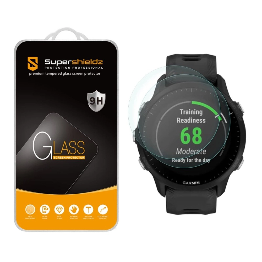 Supershieldz (2 Pack) Designed for Garmin Forerunner 955/955 Solar Tempered Glass Screen Protector, Anti Scratch, Bubble Free