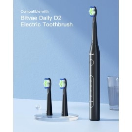 Bitvae Sonic Electric Toothbrush Replacement Heads Compatible with Daily D2 Rechargeable Toothbrush, Clean Toothbrush Heads Refills, 4 Pack