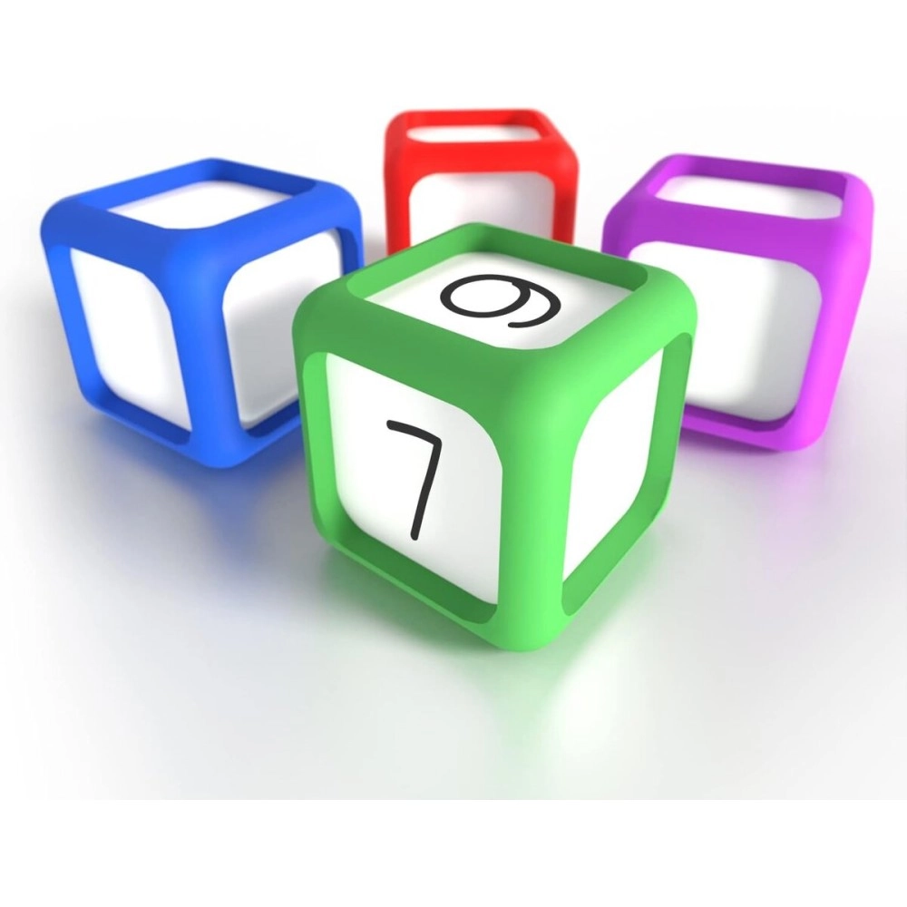 Scribbledo Dry Erase Dice Set of 4-2x2 inches Multipurpose Colorful Write On Wipe Off Dry Erase Blocks Blank Pocket Dice to Draw Letters Numbers and Much More Educational Classroom Supplies for Kids