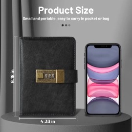 WEMATE Password Book with Lock, Password Book with Alphabetical Tabs 600+ Password Spaces, Password Logbook, Password Keeper for Computer 4.33 X 6.18 Inch Black