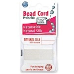 Griffin Silk Bead Cord Perlseide - White Color - Size 0 (0.30mm) - 2 Meters per Card - Stainless Steel Needle Attached - for Knotting Pearls, Gemstones, Crystals and Beads