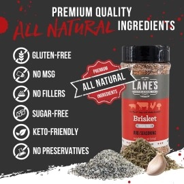 Lane\'s Brisket Rub Seasoning, All-Natural Championship Butt Rub Seasoning, Perfect for Burger, Steaks, and Pork Rubs for Smoking, Made in USA, 12.4 Oz