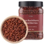 ULTHMOK Premium Dried Sea Buckthorn Berries 8 Oz/227g.Natural & No Additives Sea Buckthorn Tea,,Hand Picked Whole Berry Fruit.