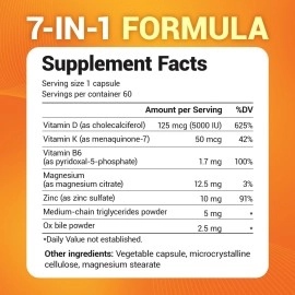 Dr. Berg Maximum Strength 7-in-1 Vitamin D3 K2 5000 IU | Naturally Derived D3 | 4X Lab-Tested & Verified | High Absorption Formula | K2 D3 Vitamin Supplement - 60 Capsules