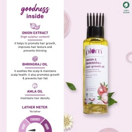 Plum Onion Hair Oil for Hair Fall and Regrowth with Bhringraj Oil, Curry Leaves and Amla Oil | Paraben Free | 100ml