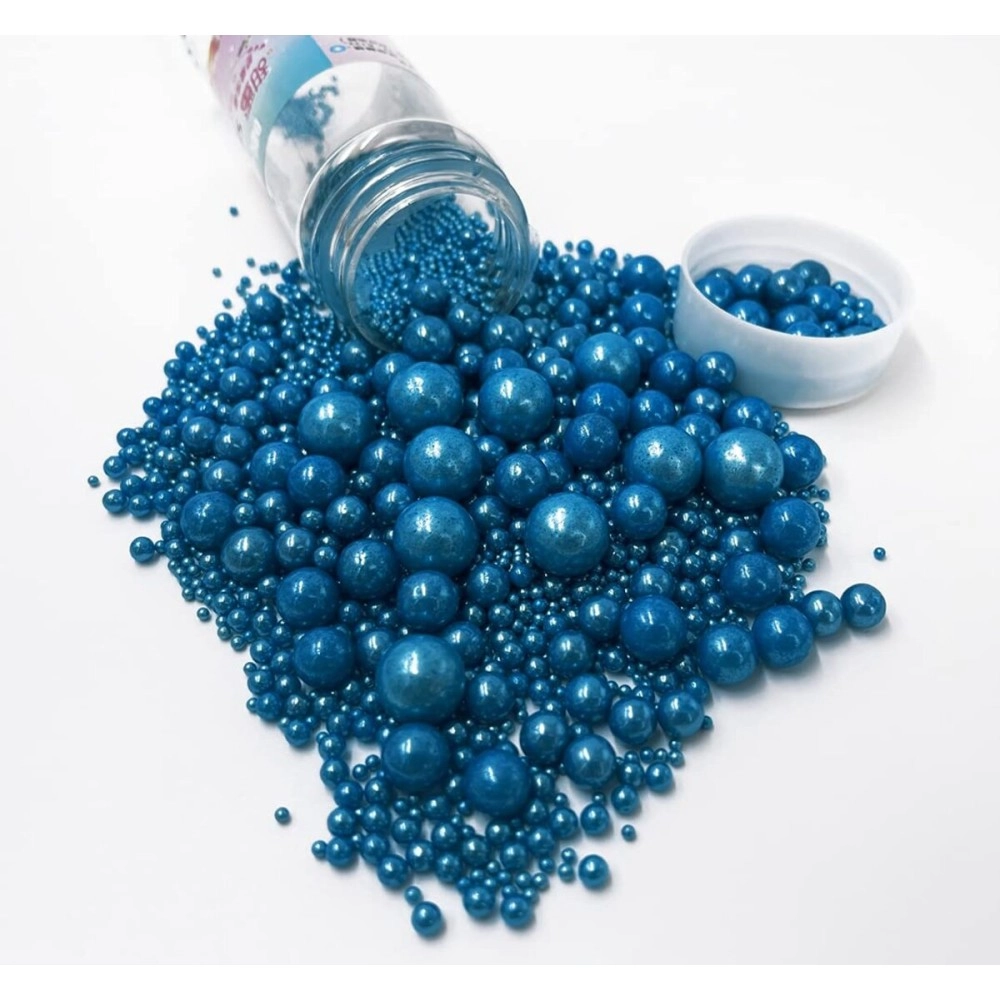 Kuting Sprinkles Edible Navy Rolay Blue Pearl Sugar Candy Cupcake Cake Topper 120g/ 4.2oz, Decorative Glitter Sprinkle Mix for Baking, Cake and Cookie Decorating (Starry sky blue)