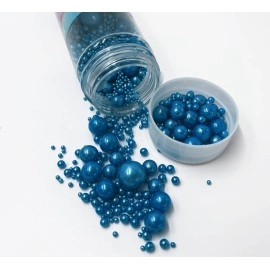 Kuting Sprinkles Edible Navy Rolay Blue Pearl Sugar Candy Cupcake Cake Topper 120g/ 4.2oz, Decorative Glitter Sprinkle Mix for Baking, Cake and Cookie Decorating (Starry sky blue)